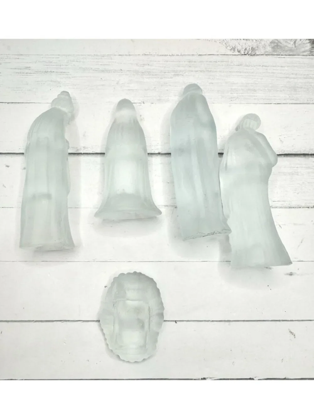 Frosted Glass Nativity Scene Figurine Set - 5 Pieces